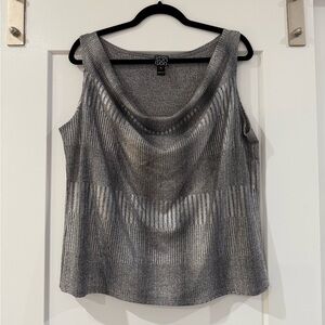 CLARA SUNWOO Silver Sleeveless Tank Top Cardigan Set